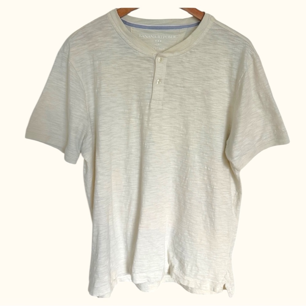 Banana Republic Vintage Slub Henley Tee – Cream – Men’s Large